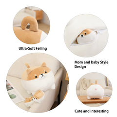 SQEQE Shiba Inu plush close-up, soft fur and huggable texture for comfort.