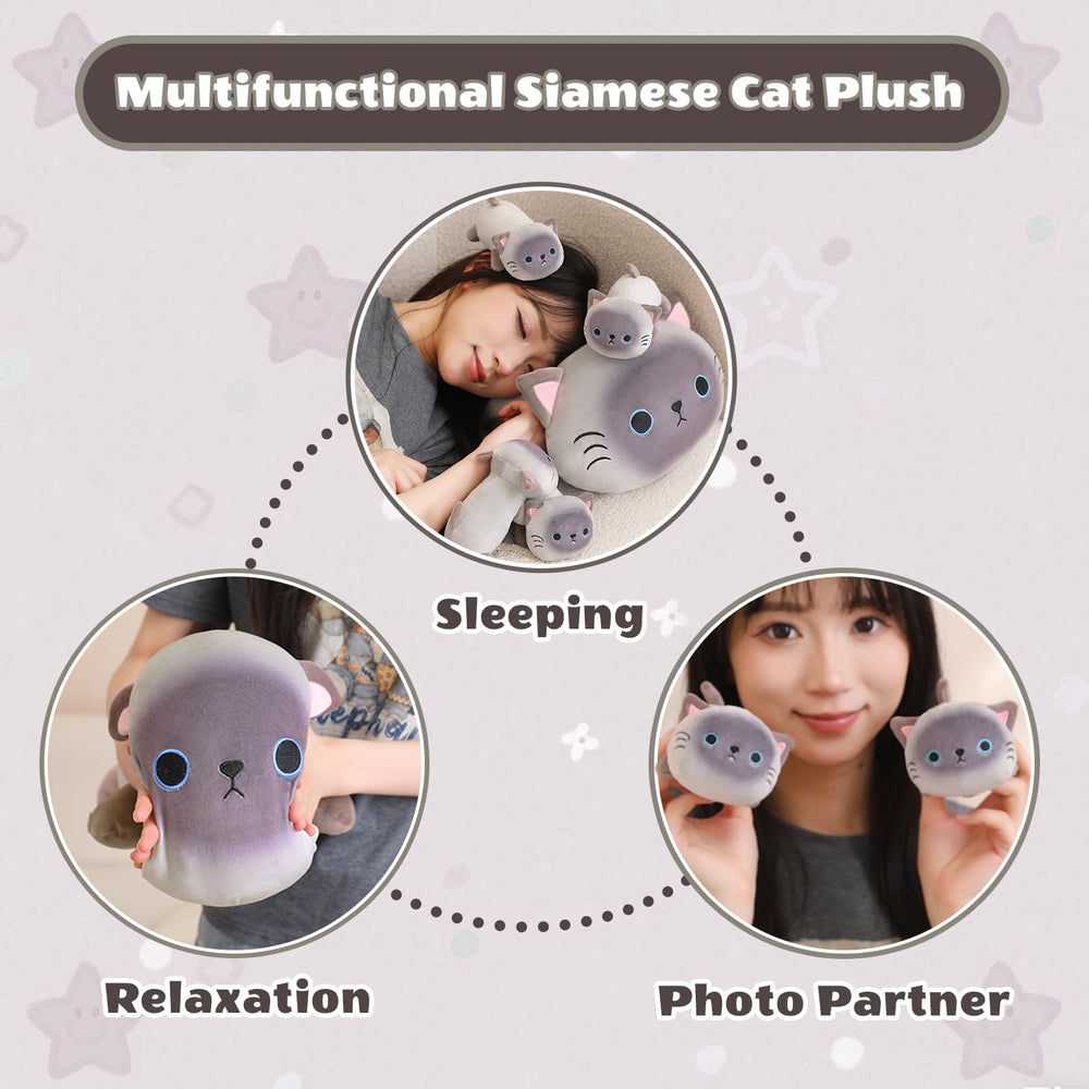 SQEQE Siamese Cat Plush serves as a comforting naptime companion for kids