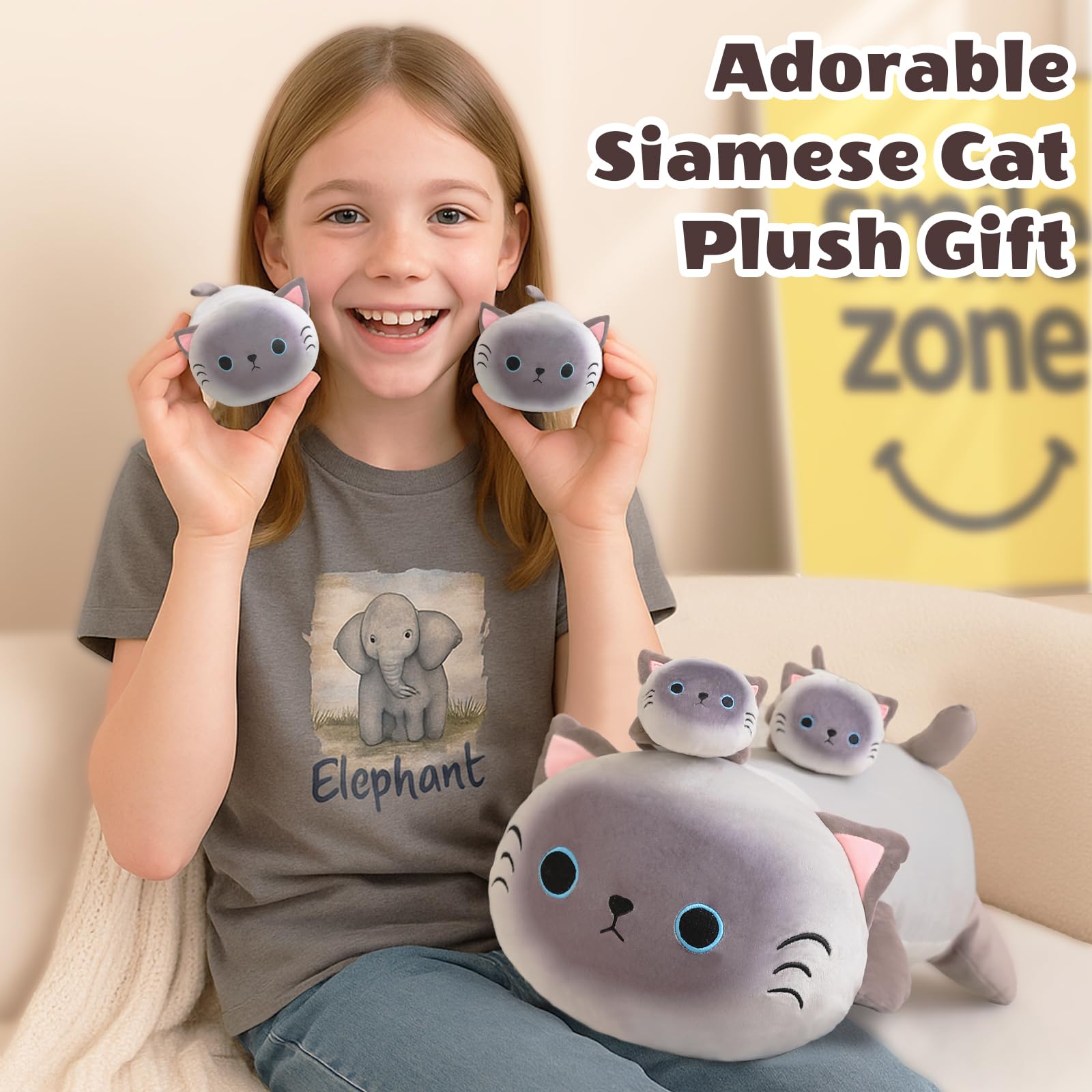 Access with zipper allows baby kittens to be tucked back inside for pretend play