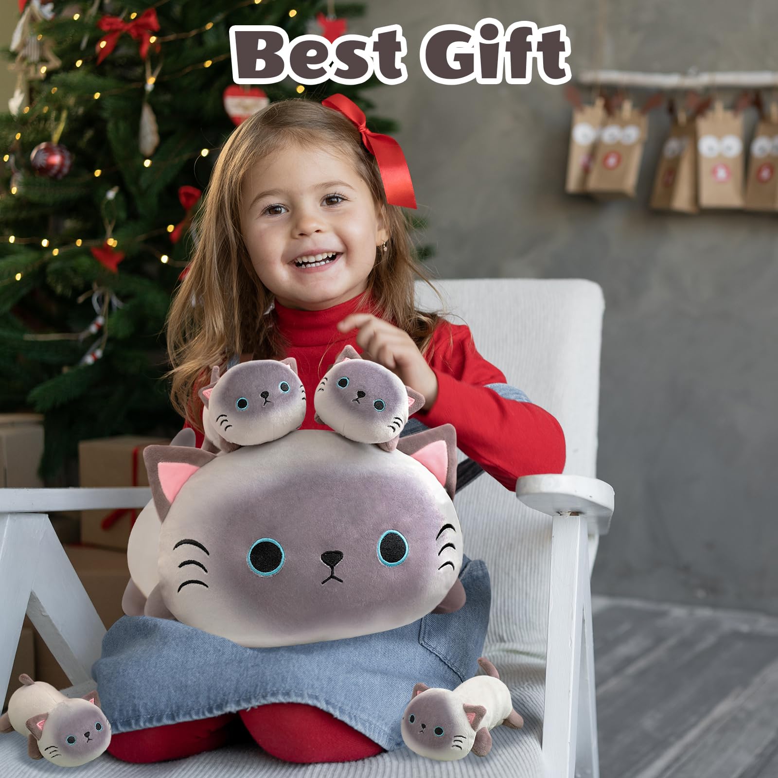SQEQE Siamese Cat Plush set complements kids’ rooms as cute decor and companion