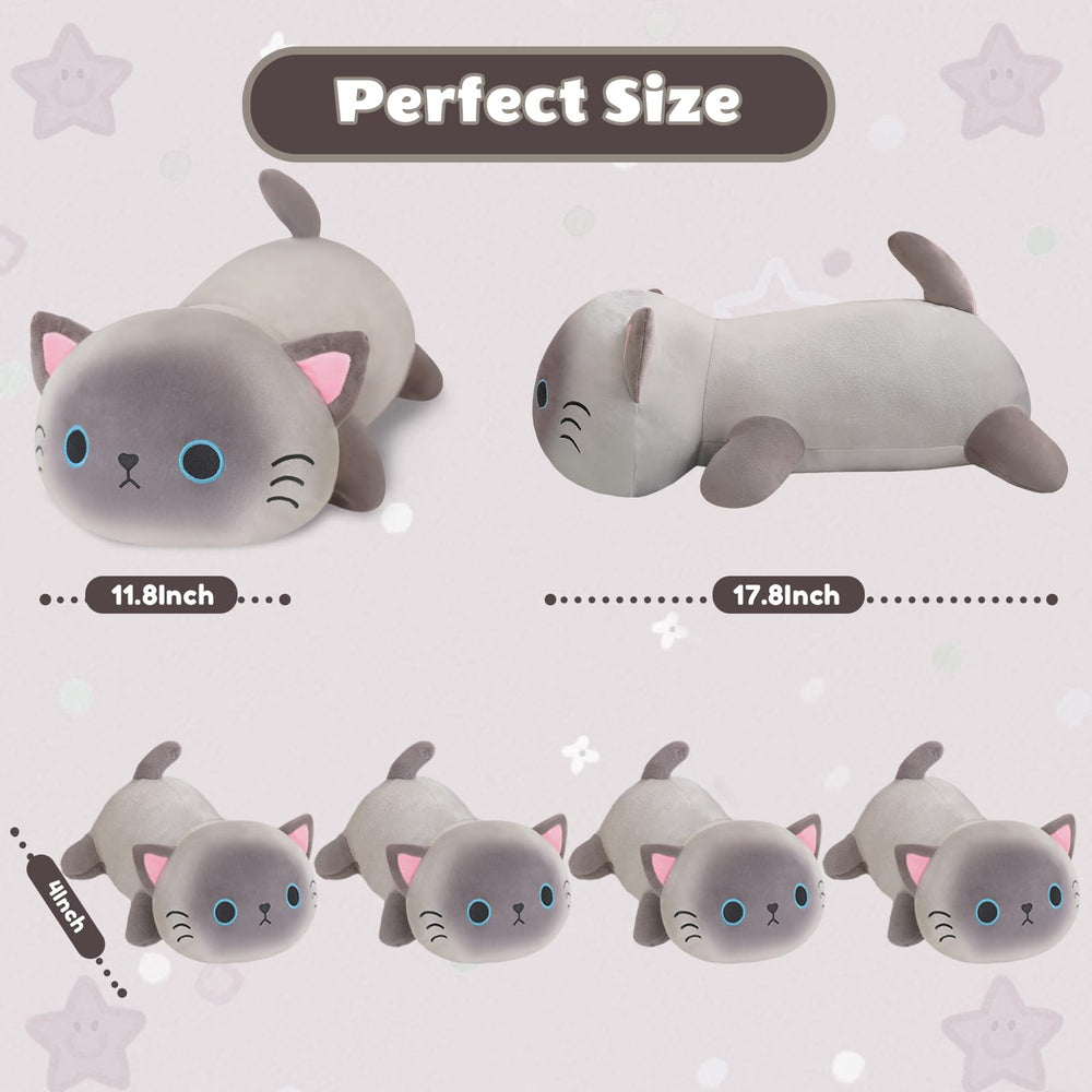 Soft fabric texture of SQEQE Siamese Cat Plush for cozy cuddling at bedtime