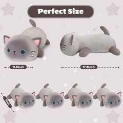Soft fabric texture of SQEQE Siamese Cat Plush for cozy cuddling at bedtime