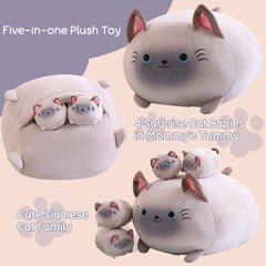 SQEQE Siamese Cat Plush is portable for travel cuddles.