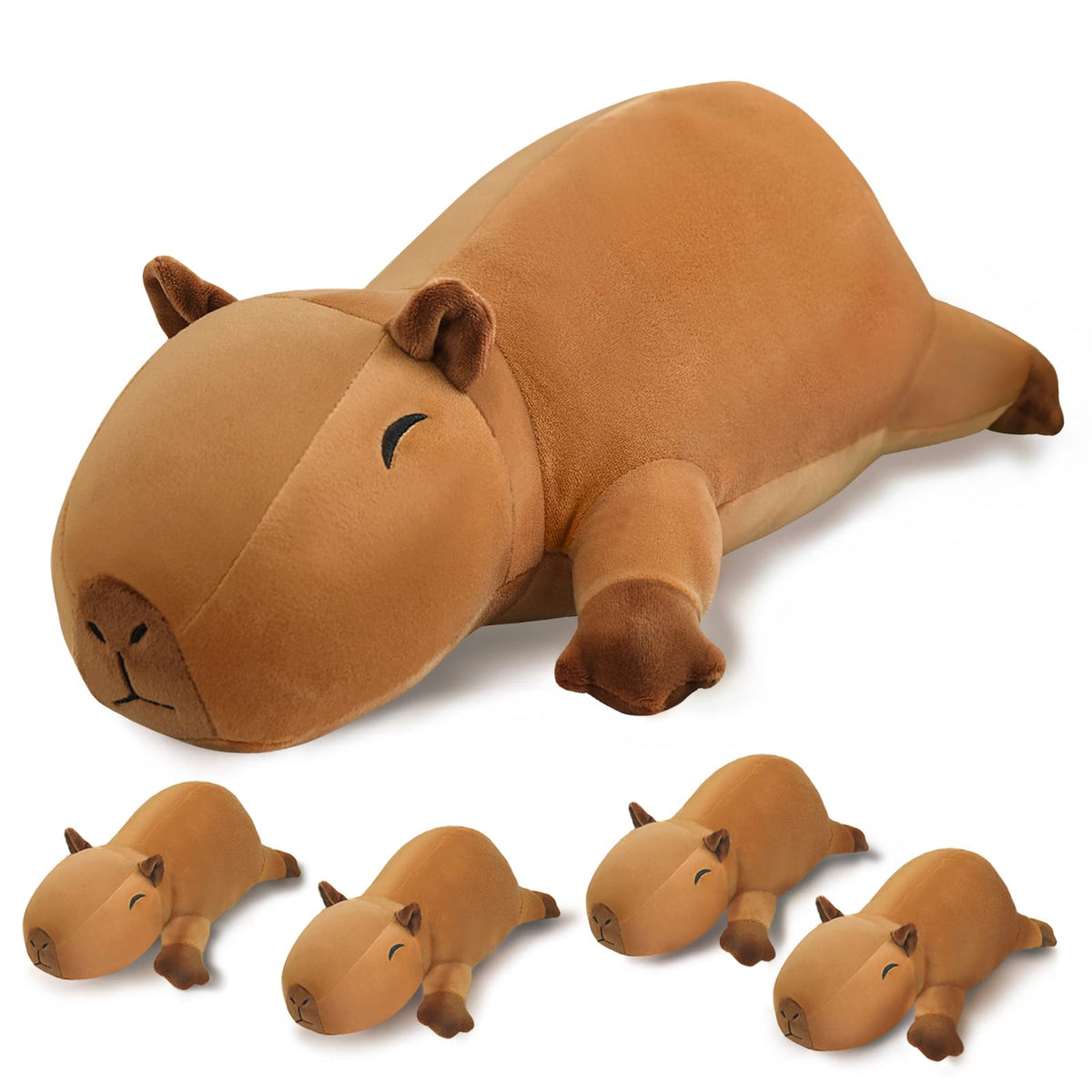 SQEQE stuffed capybara mommy with four babies ready for cuddle time or storytelling