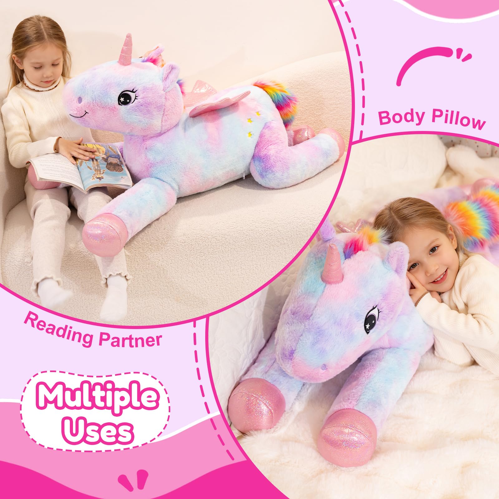 SQEQE unicorn plush ideal for bedroom decor and whimsy.