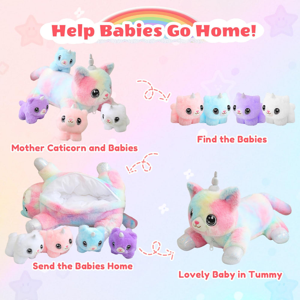 SQEQE unicorn cat plush PP cotton filling for lasting softness.