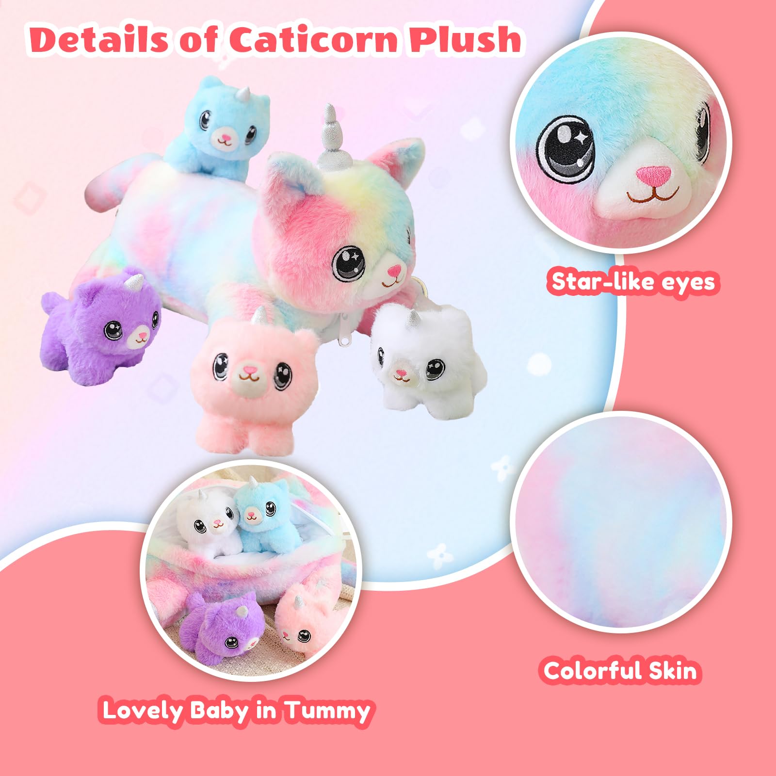 SQEQE unicorn cat plush ultra-soft fabric for cozy snuggles.