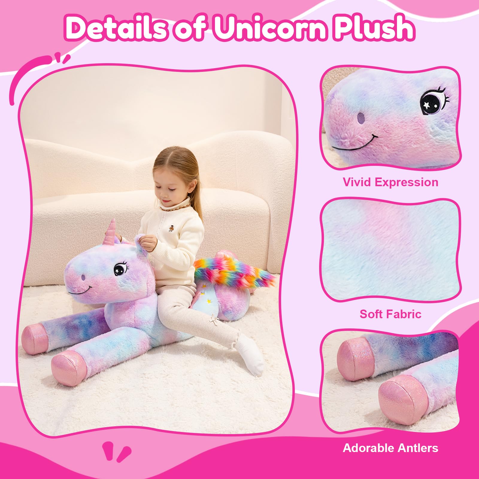 SQEQE unicorn plush with ultra-soft fur for comforting bedtime snuggles.