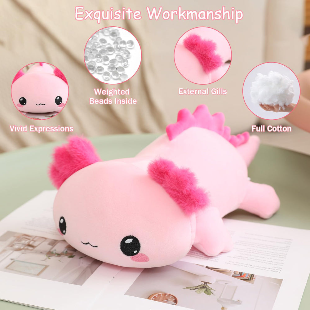 SQEQE weighted axolotl plush 23.6-inch bold decor and comfort.