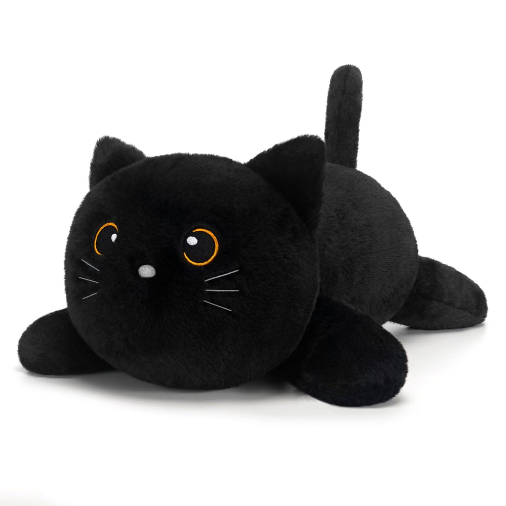 SQEQE weighted black cat plush 9.8-inch front view for cozy comfort.
