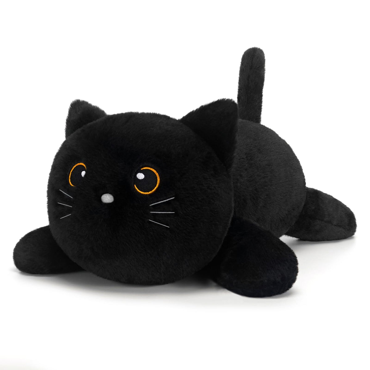 SQEQE weighted black cat plush eyes detail for bedtime comfort.