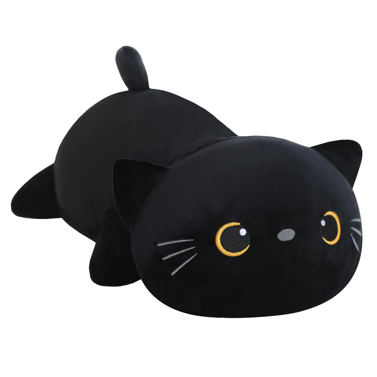 SQEQE weighted black cat plush front view for cozy cuddles