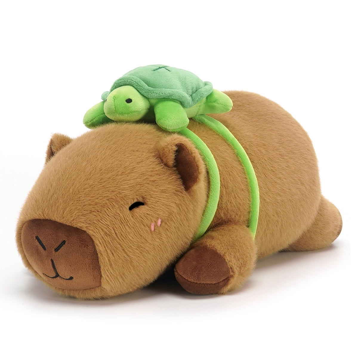 SQEQE weighted capybara plush front view shows cozy cuddle-ready fabric.