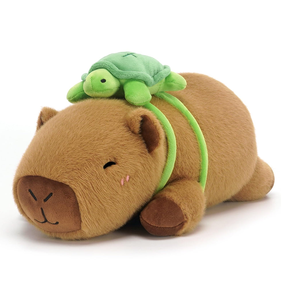 SQEQE weighted capybara plush shown up close in soft cotton fabric for a cozy hug.
