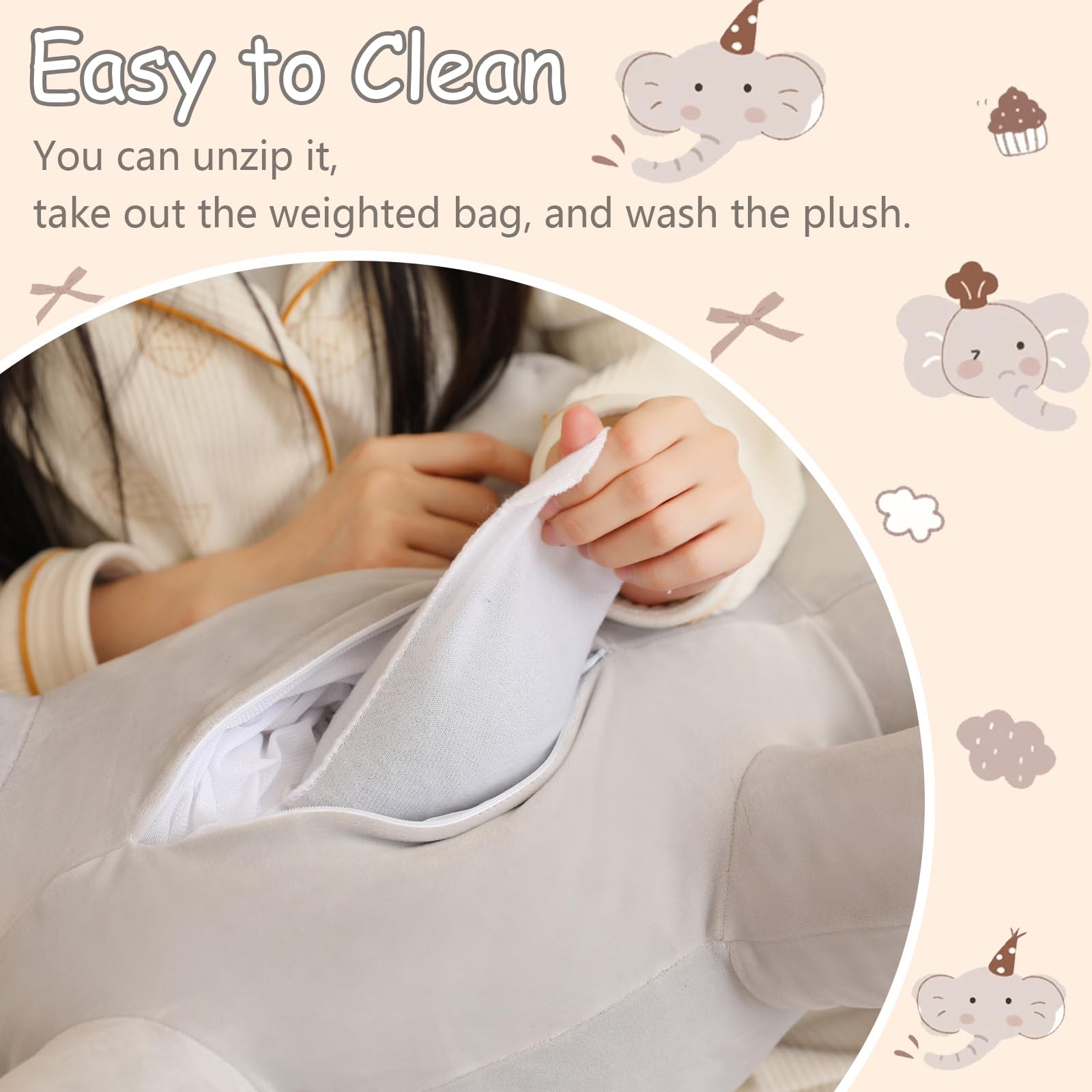 SQEQE weighted elephant plush suits kids' rooms as a friendly companion