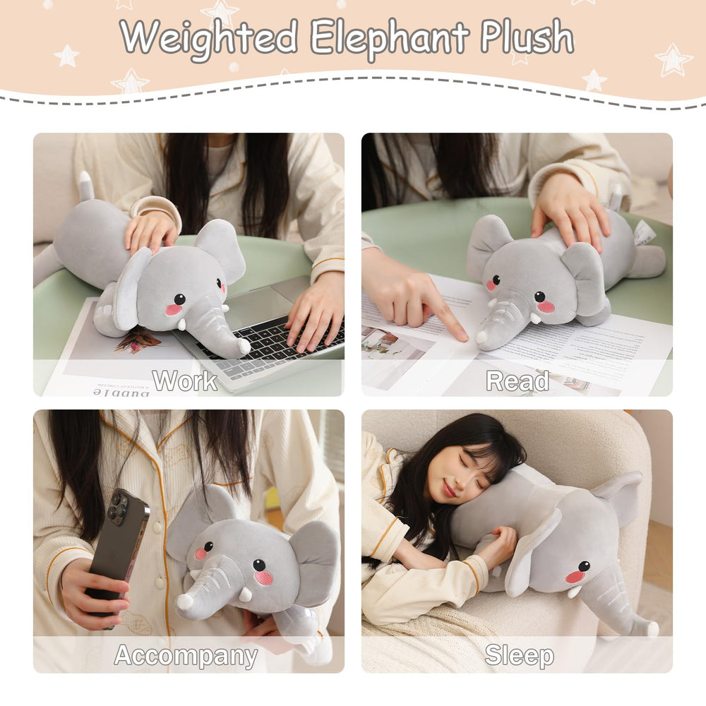 SQEQE weighted elephant plush pillow-form for naps and movie time
