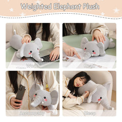 SQEQE weighted elephant plush pillow-form for naps and movie time