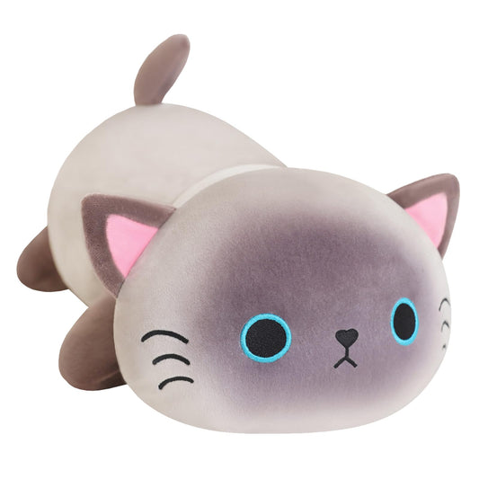 SQEQE weighted Siamese cat plush face close-up, cuddly texture for cozy playtime