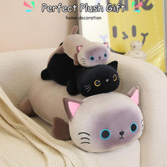 SQEQE weighted Siamese cat plush on sofa for lounging and play