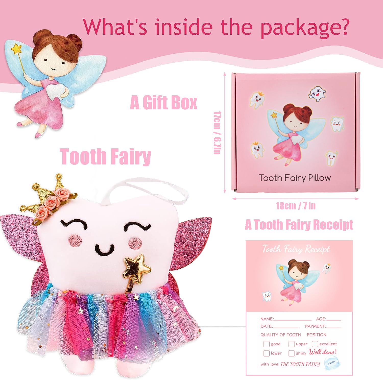 SQIMZAR Tooth Fairy Kit Gift Box showcases a complete fairy-tale experience.