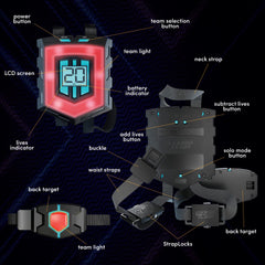Squad Hero LCD HUD on guns and vests displays live status.