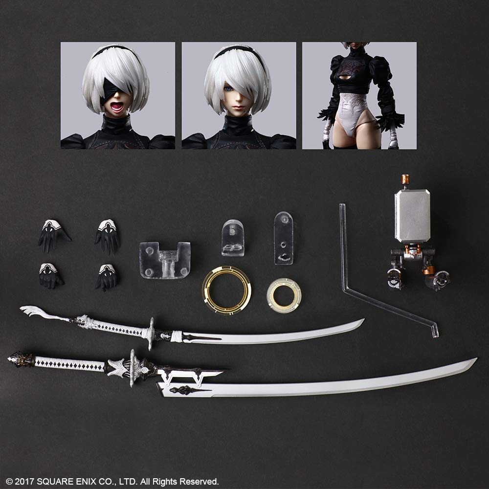 Square Enix NieR Automata 2B Deluxe figure left profile showcases poseability for dynamic displays
