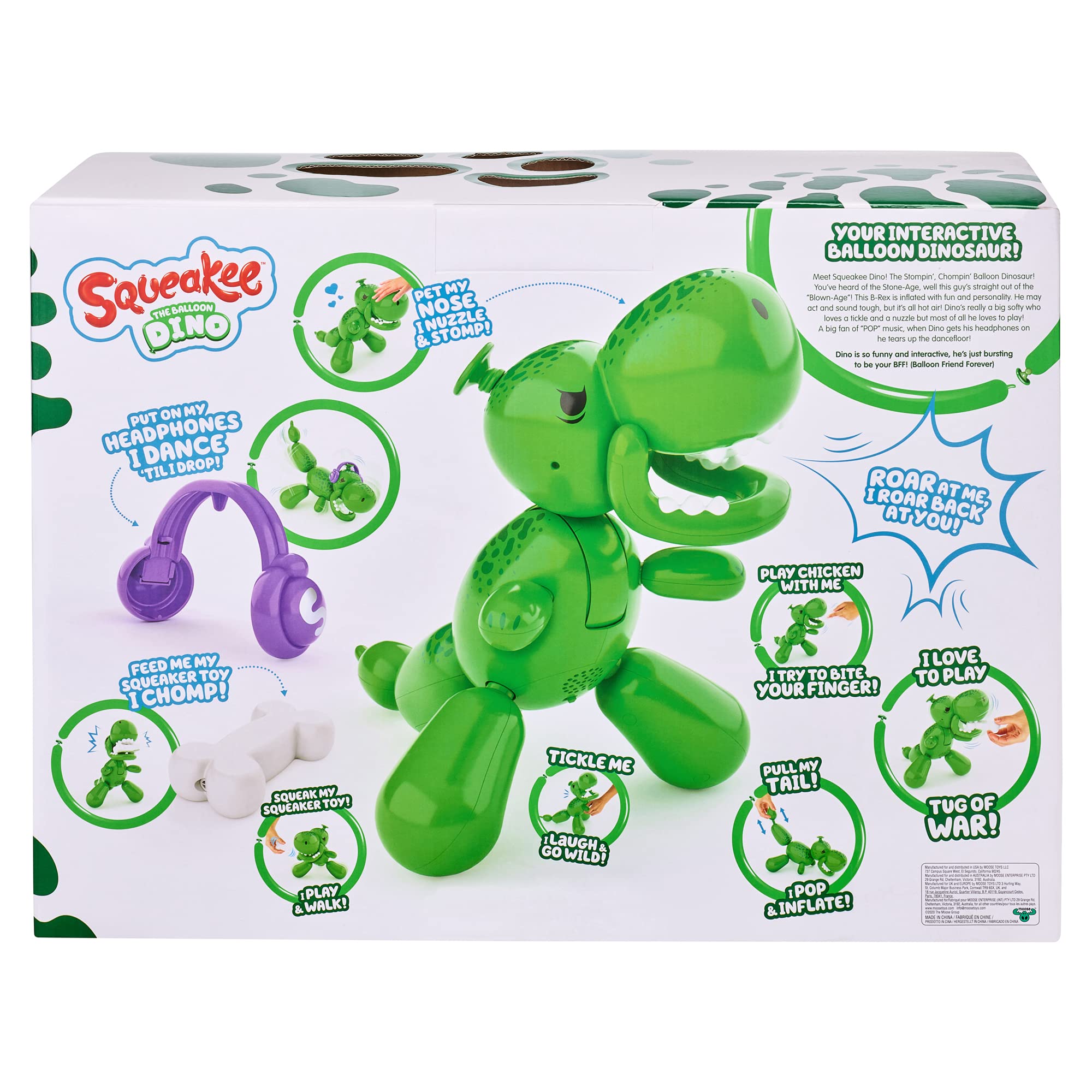 Squeakee Dino dances with headphones on, highlighting rhythm play.