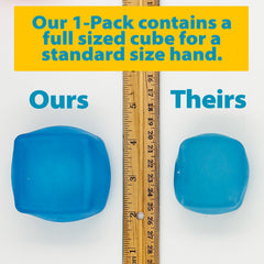Squeez'M blue cube with ASTM-certified safety for ages 3+.