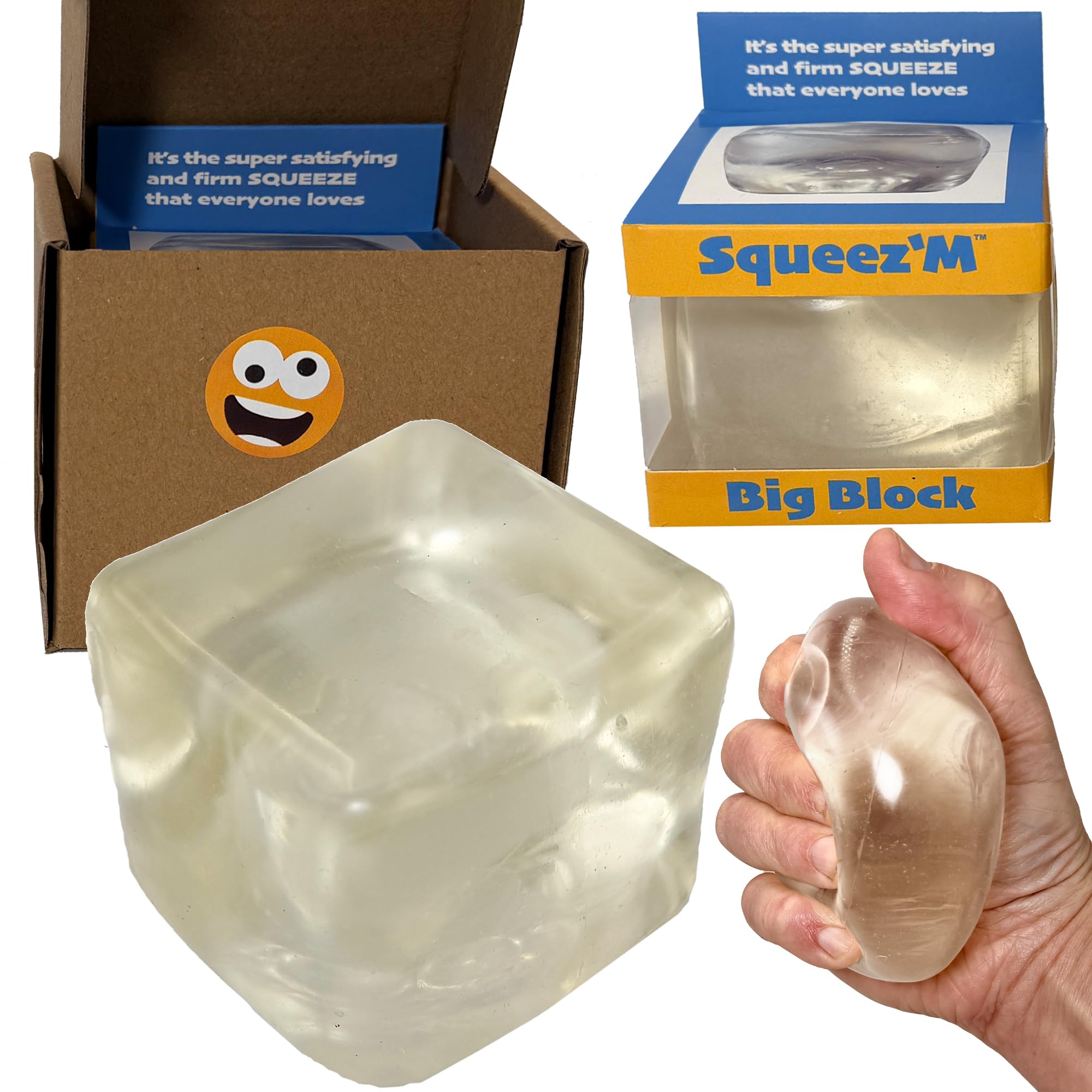 Squeez'M Premium Big Block Cube angled view with enhanced squish for focus and relaxation.