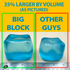 Squeez'M Big Block gel-core close-up showing slow-rise sensory feedback.