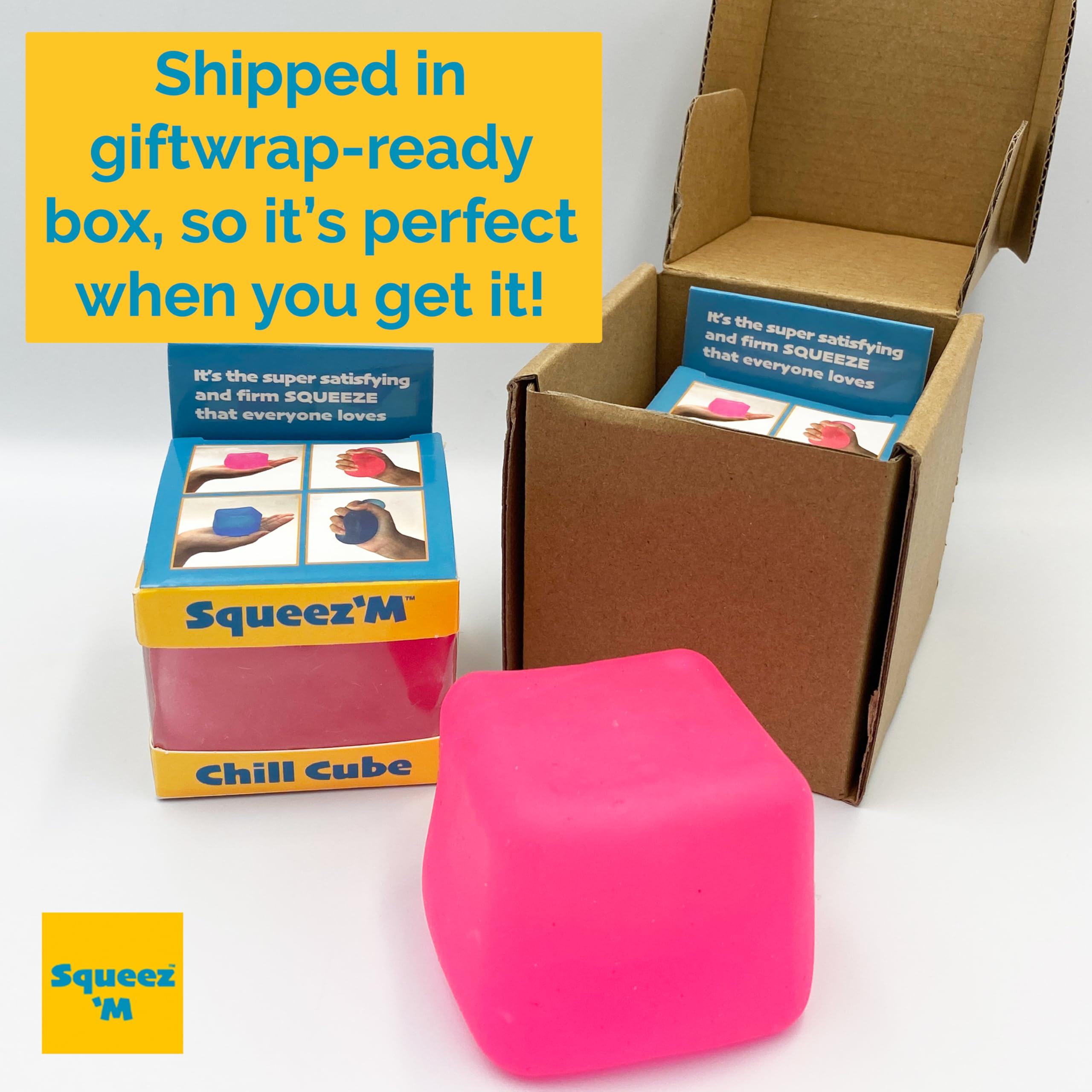 Squeez'M cube velvety squish for calming tactile experience