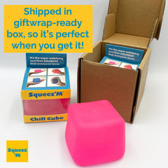 Squeez'M cube velvety squish for calming tactile experience
