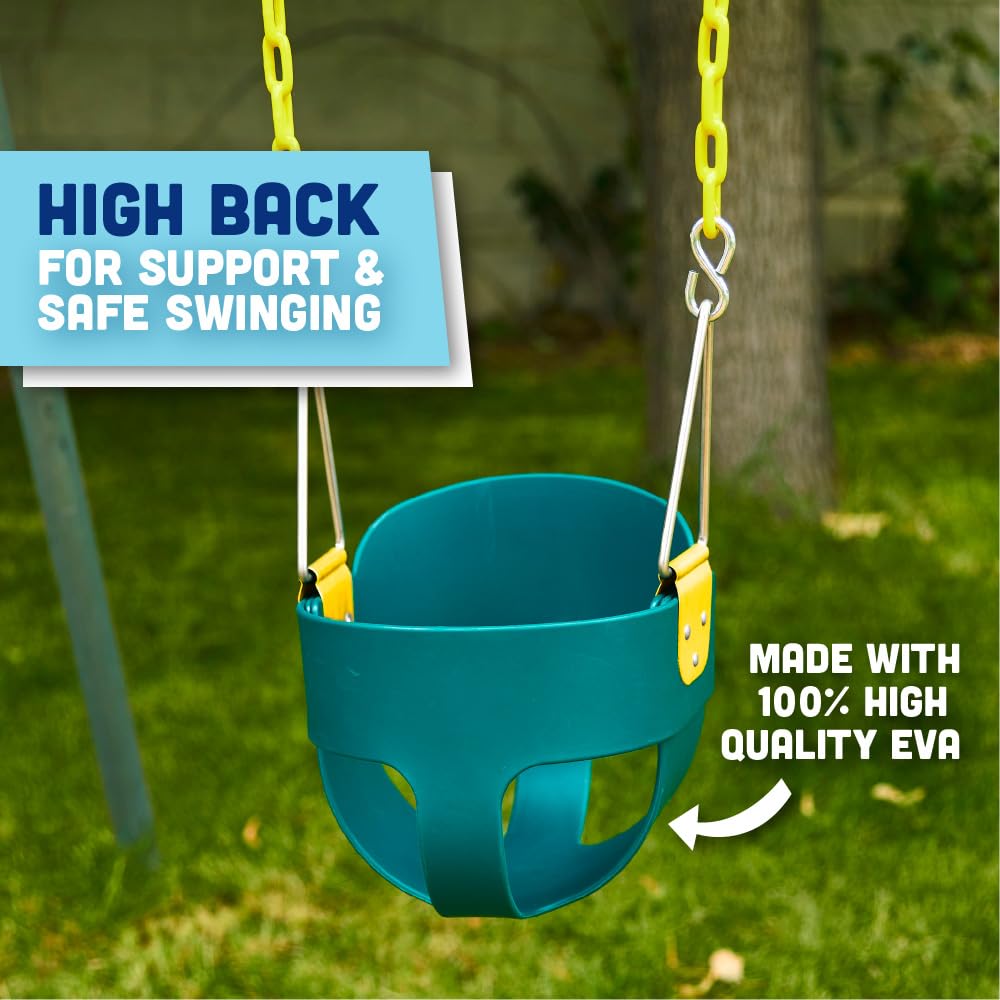 Easy setup illustration of Squirrel Products toddler swing assembly
