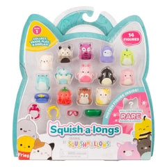 Squish-a-longs 14-pack box showcases 14 mini-Squish figures for collect, trade, and display.