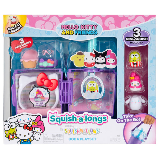 Squish-a-longs Hello Kitty Boba Cup arch setup for on-the-go play and display