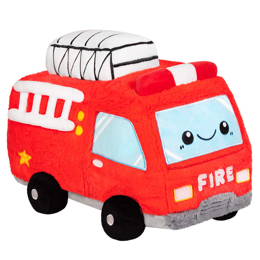 Squishable GO! Fire Truck close-up showing ultra-soft fur and plush texture for comforting hugs
