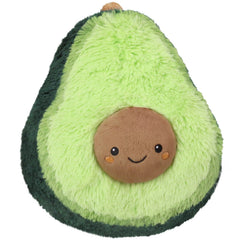 Squishable Mini Avocado front view shows ultra-soft plush for desk comfort.