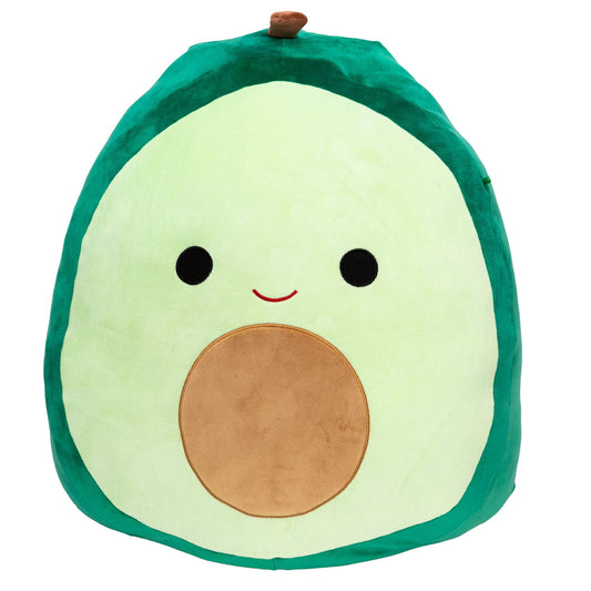 Squishmallows Austin the Avocado plush face shows ultrasoft texture for cozy cuddling