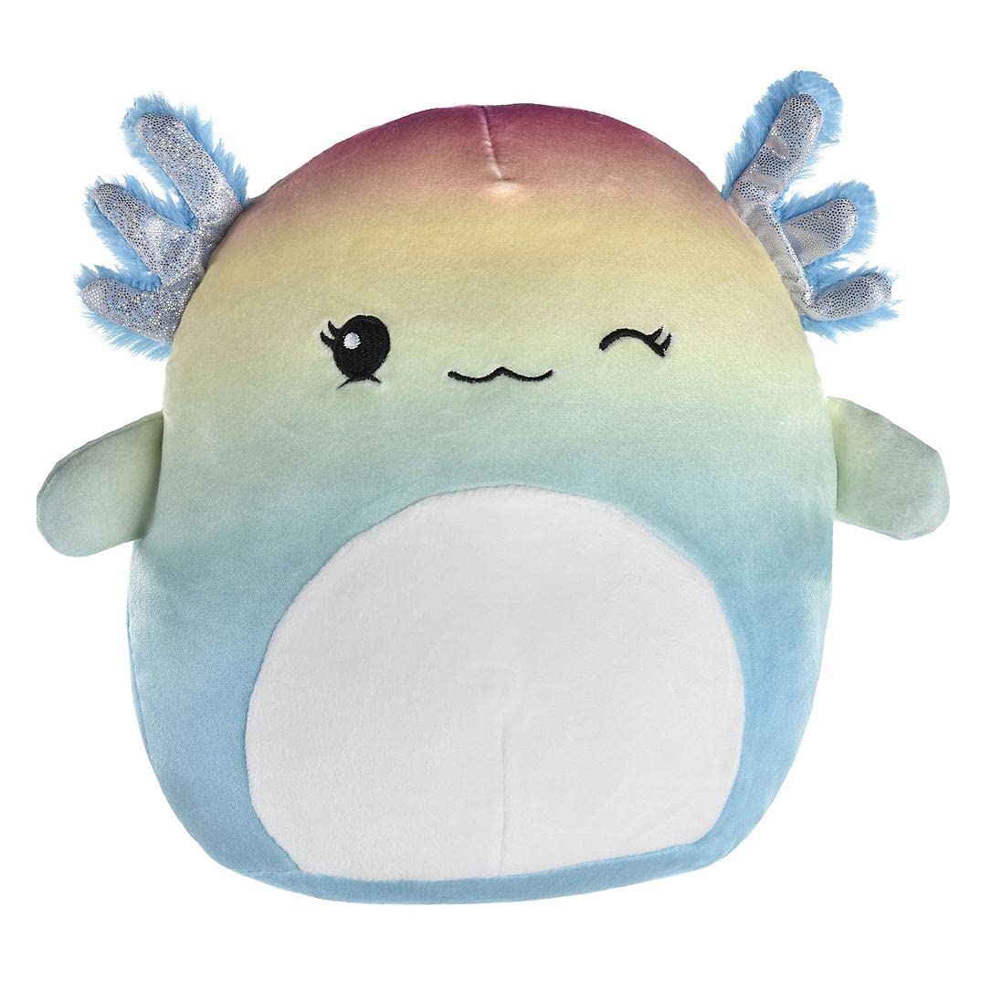 Close-up of the ultra-soft texture on Squishmallows axolotl plush for cozy hugs.