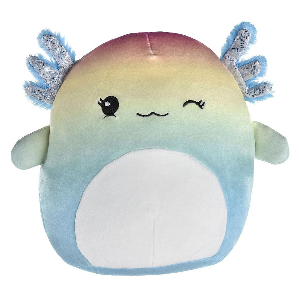 Close-up of the ultra-soft texture on Squishmallows axolotl plush for cozy hugs.