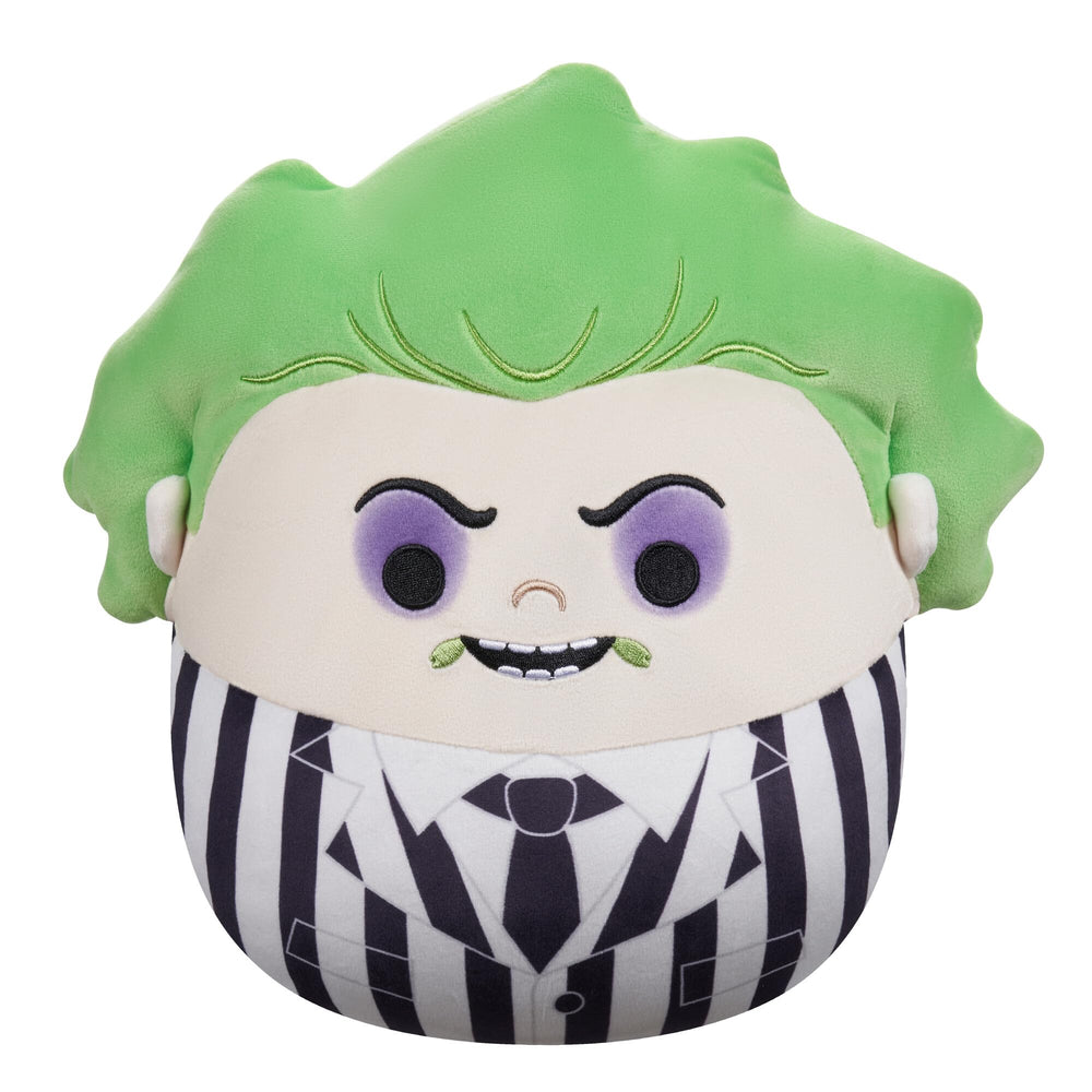 Squishmallows Beetlejuice 10-inch plush front view, cuddly travel companion.