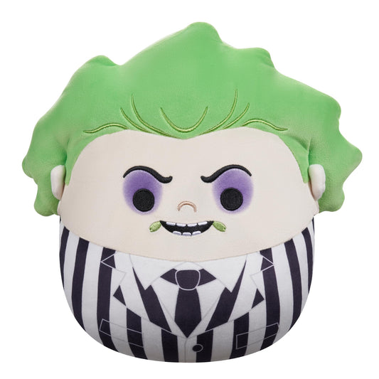 Squishmallows Beetlejuice 10-inch plush front view, cuddly travel companion.