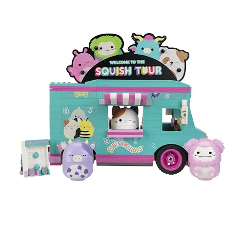 Squishmallows Brina the Bigfoot figure by the van door for fan moments