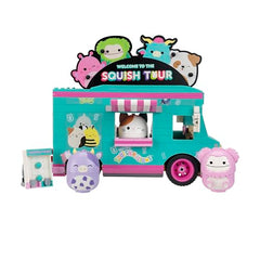 Squishmallows Brina the Bigfoot figure by the van door for fan moments