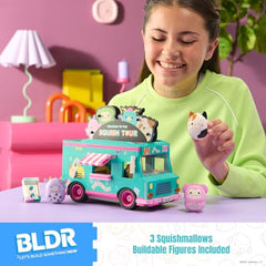 Squishmallows Bubba the Cow figure in interior seating for cozy play scenes
