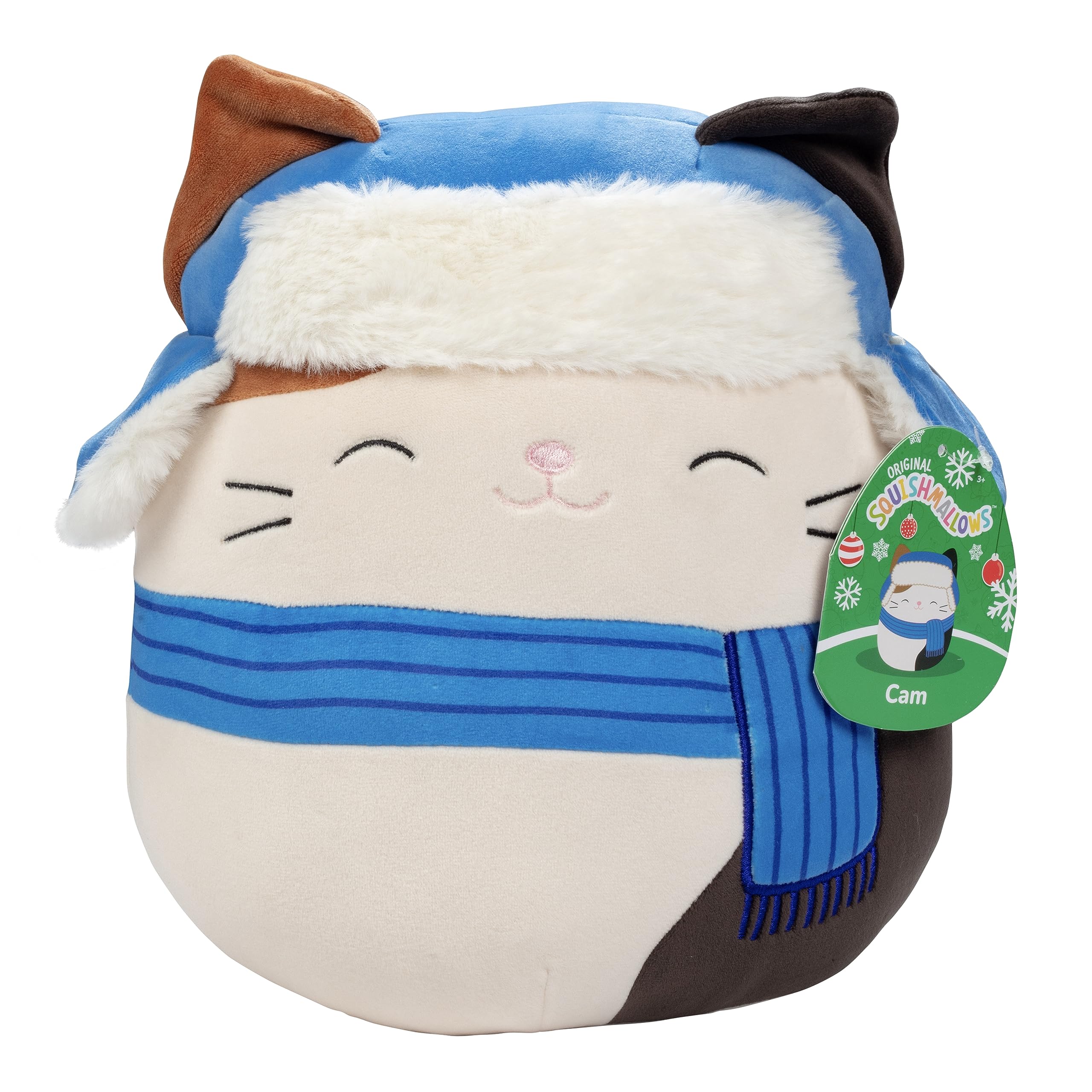 Squishmallows Cam the Christmas Cat 10-inch plush offers soft hugs for travel and play