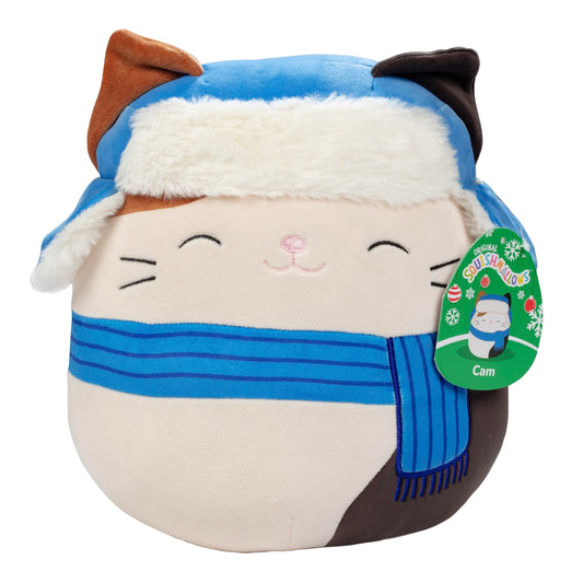 Squishmallows Cam the Christmas Cat 10-inch plush offers soft hugs for travel and play