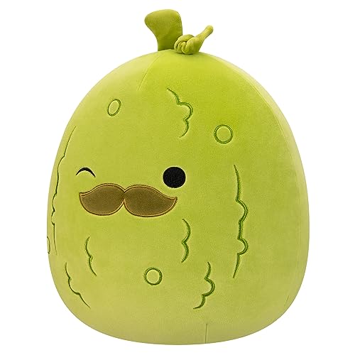 Squishmallows Charles green pickle plush for soft play and travel comfort.