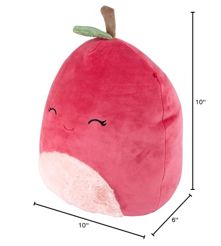 Squishmallows Cherry Plush promotes imaginative play with a cheerful face.