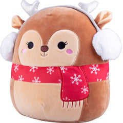 Squishmallows Darla 10-inch Christmas Deer face view highlights plush texture and festive charm.